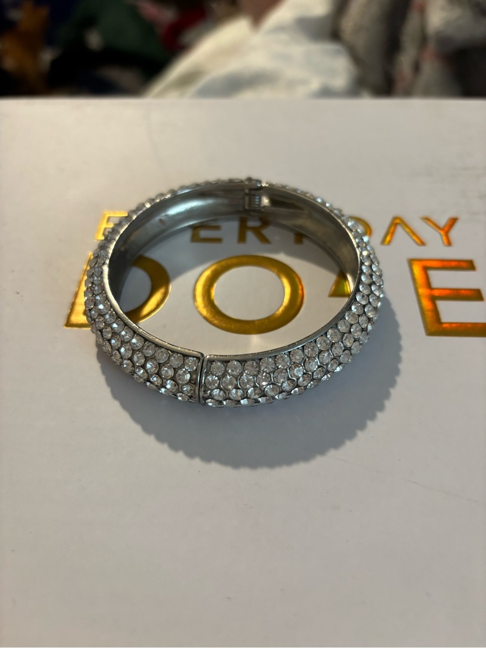 Crystal Pavé Statement Bangle – Multi-Row Rhinestone Bracelet - Picture 5 of 5